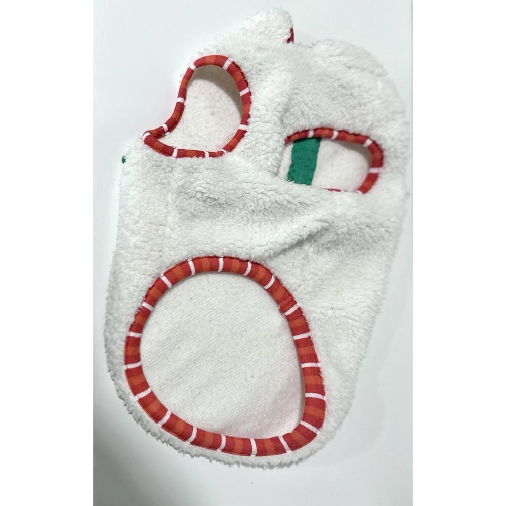 NEW Dog Vest Holiday Theme Christmas White Fuzzy Zipper Pockets Candycane Medium - Picture 6 of 9